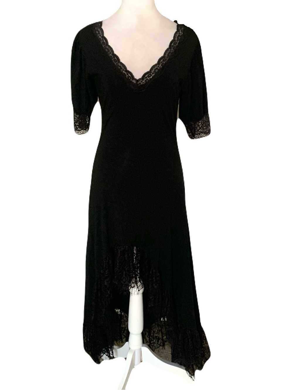NEW Dolls Kill House of Widow Large Eyelash Lace Maxi Dress Gothic Whimsigoth